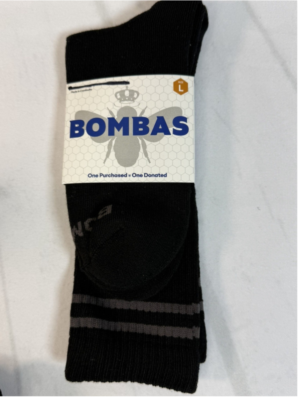 1 Pk Bombas Antimicrobial Black Calf Crew Sock Unisex Large Adult Honeycomb